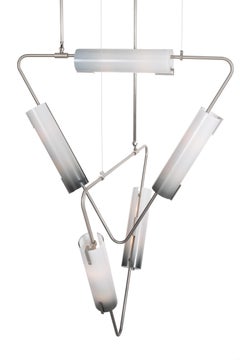 Muse Duo Chandelier: Satin Nickel/Charcoal Ombre Glass by Avram Rusu Studio