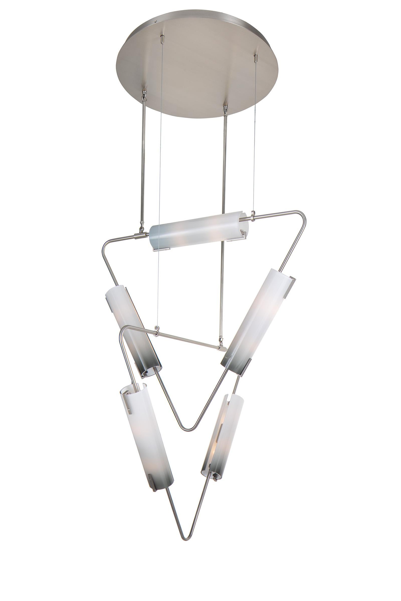 Muse Duo Kronleuchter: Satiniertes Nickel/Charcoal Ombre Glas von Avram Rusu STUDIO (Moderne) im Angebot