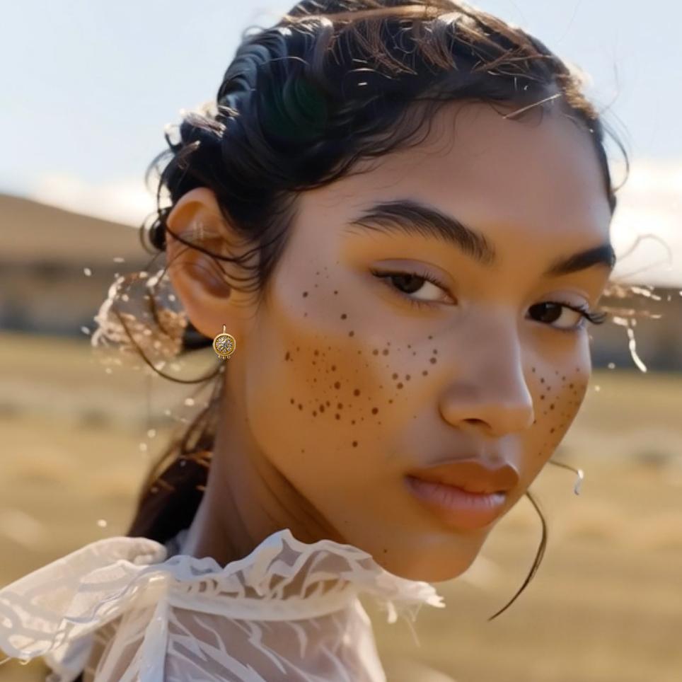 Pendientes Huggie de Diamantes de Oro Meme, Redondos de 1/2 en venta 1