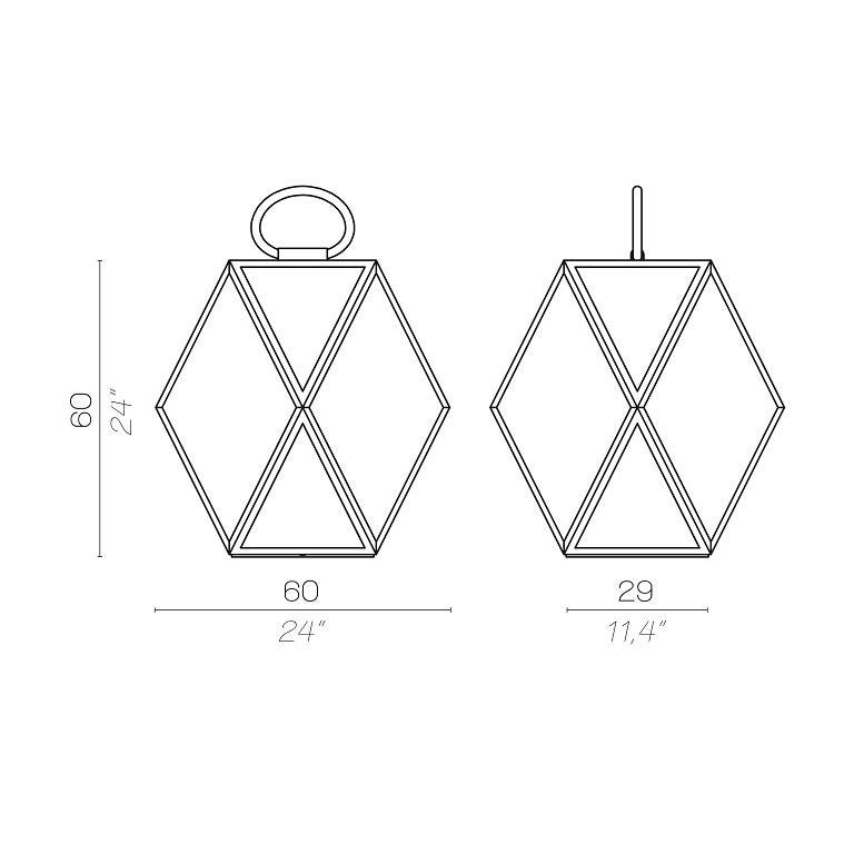 XXIe siècle et contemporain Lampe lanterne Muse en structure de bronze satiné, poignée en soie d'abeille en vente
