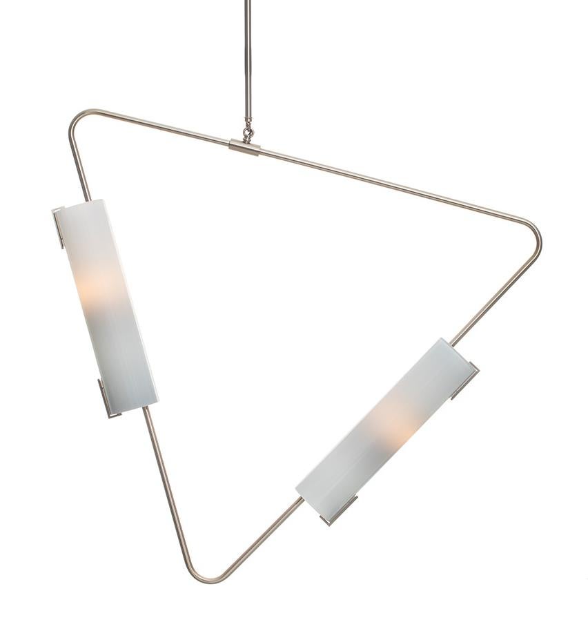 Muse Pendelleuchte: Gebürstetes Messing/Mokka Glasschirme von Avram Rusu Studio (amerikanisch) im Angebot