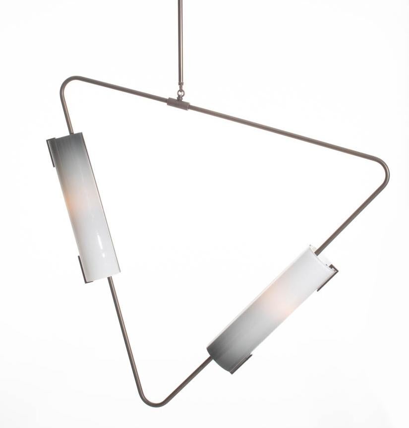 American Muse Pendant by Avram Rusu Studio in Brushed Brass with Mocha Shades For Sale