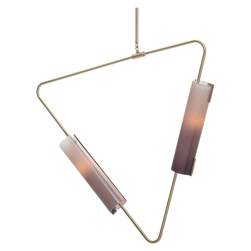 Muse Pendant by Avram Rusu Studio in Brushed Brass with Mocha Shades For Sale