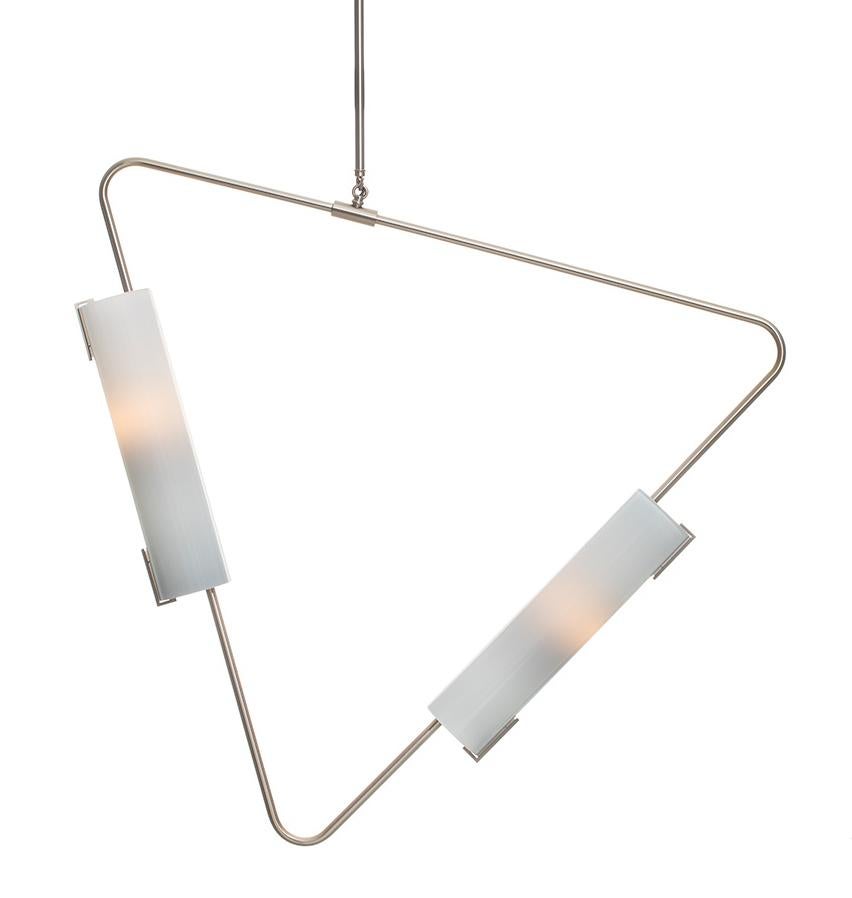 Muse Pendant in Brushed Brass with Mocha Glass Shades by Avram Rusu Studio For Sale 3