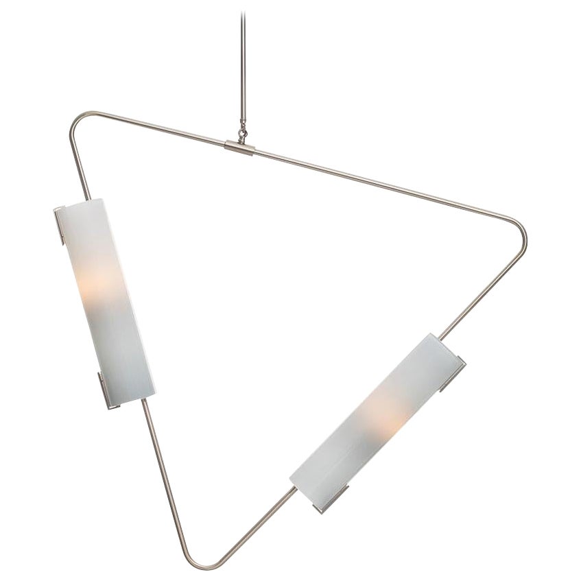 Muse Pendelleuchte: Satiniertes Nickel/Hellgraue Glasschirme von Avram Rusu Studio
