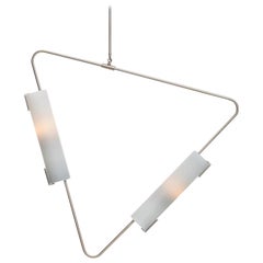 Muse Pendelleuchte: Satiniertes Nickel/Hellgraue Glasschirme von Avram Rusu Studio