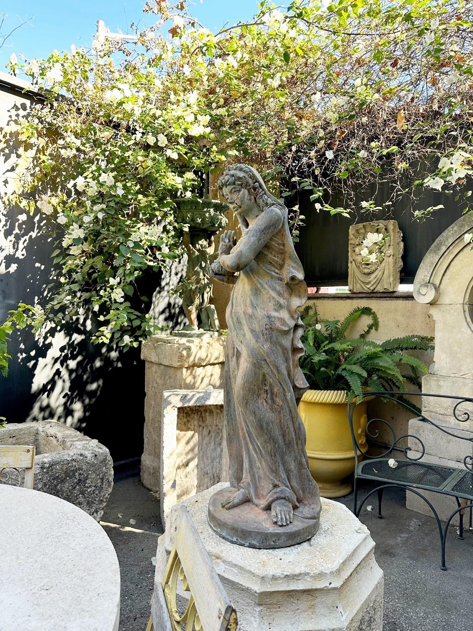 Muse Winter Bearer Center Piece Garden Statue Bronze Focal Point Antiques La Ca In Good Condition In West Hollywood, CA