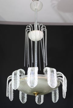 Museal Art Decò Ercole Barovier Murano Glass Chandelier, 1930