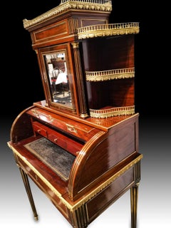 Muséal Bureau Bonheur Du Jour A Parisian Cylinder Louis XVI Period in Mahogany