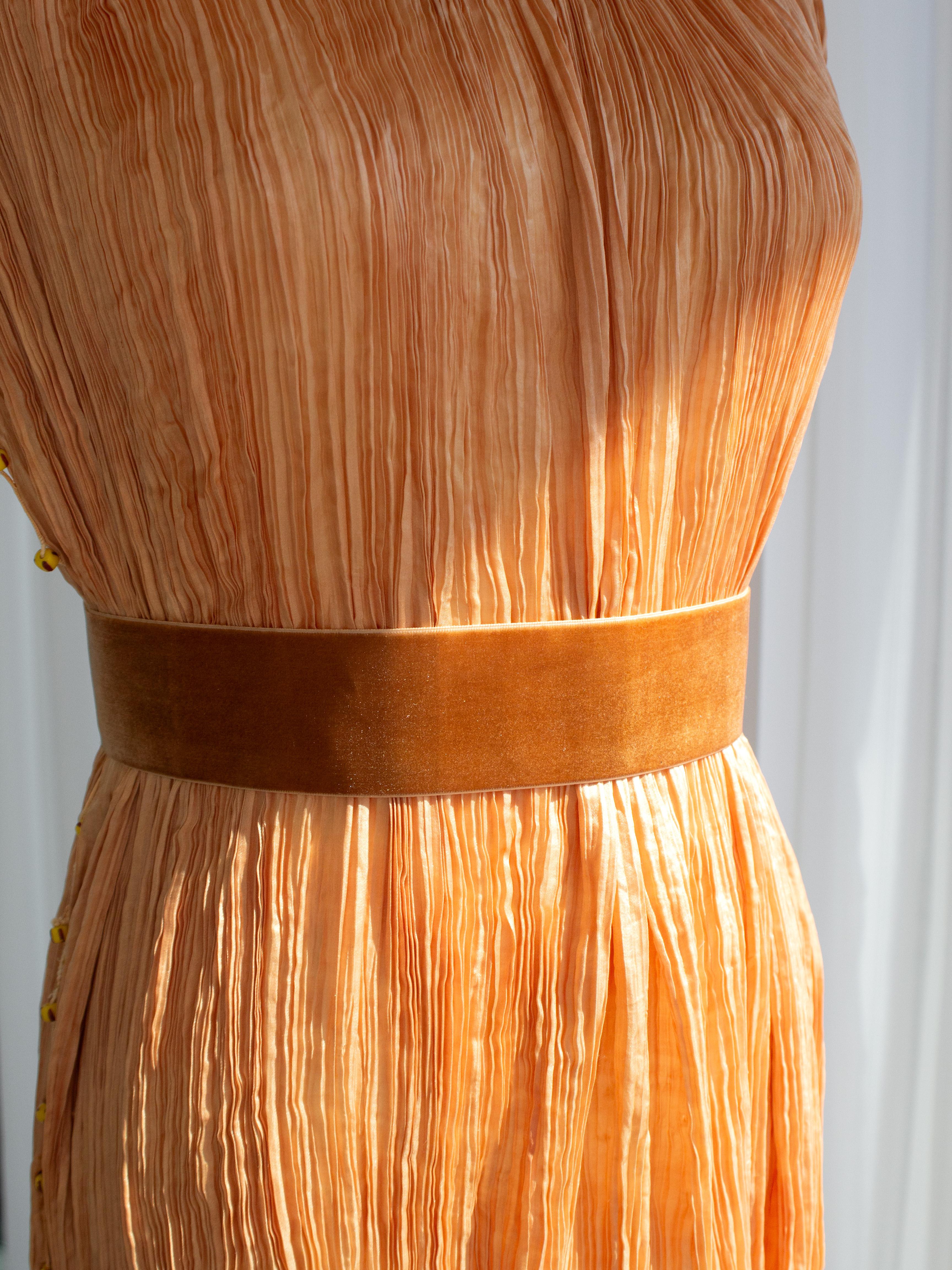 Museum 1920s Mariano Fortuny Delphos Amber Gold Pleated Silk Murano Gown For Sale 6