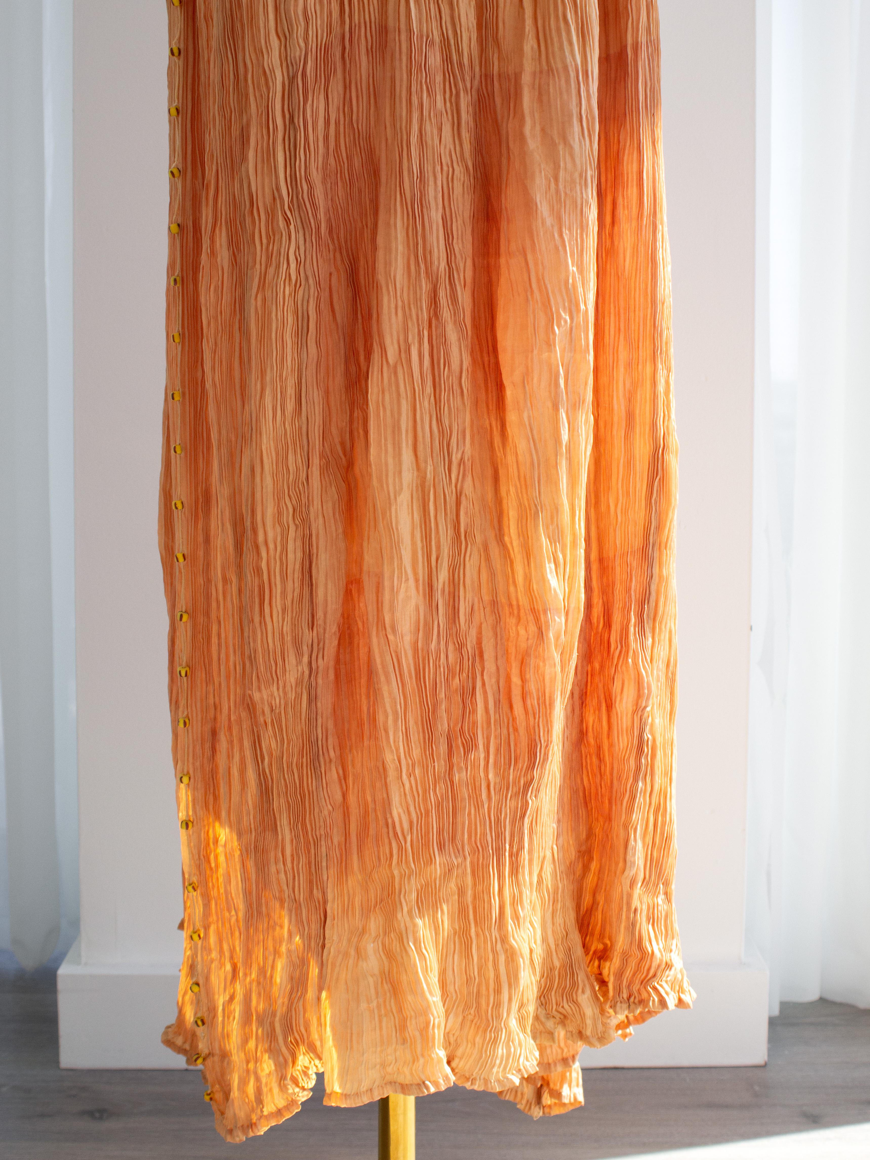 Museum 1920s Mariano Fortuny Delphos Amber Gold Pleated Silk Murano Gown For Sale 7