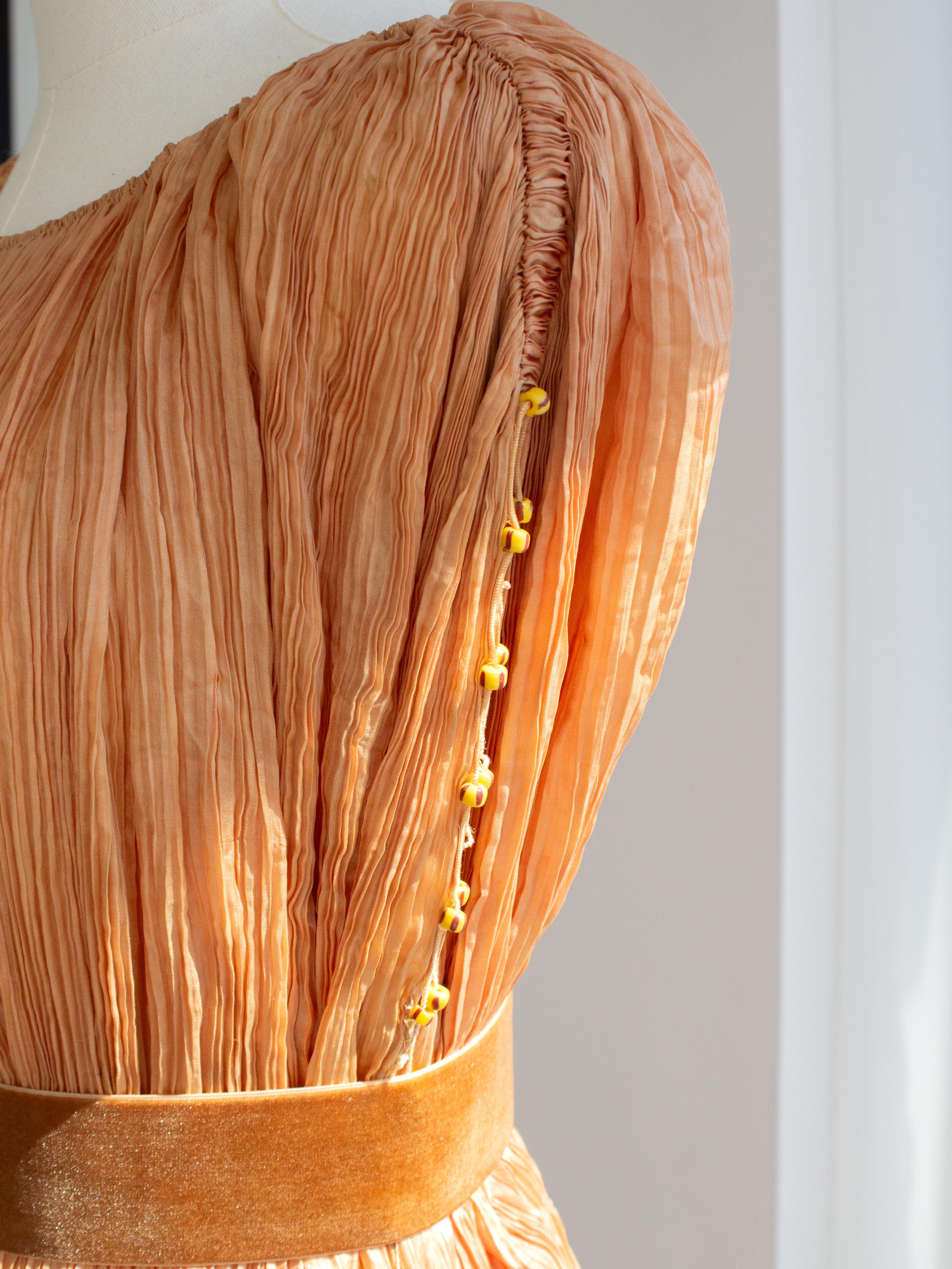 Museum 1920s Mariano Fortuny Delphos Amber Gold Pleated Silk Murano Gown For Sale 8