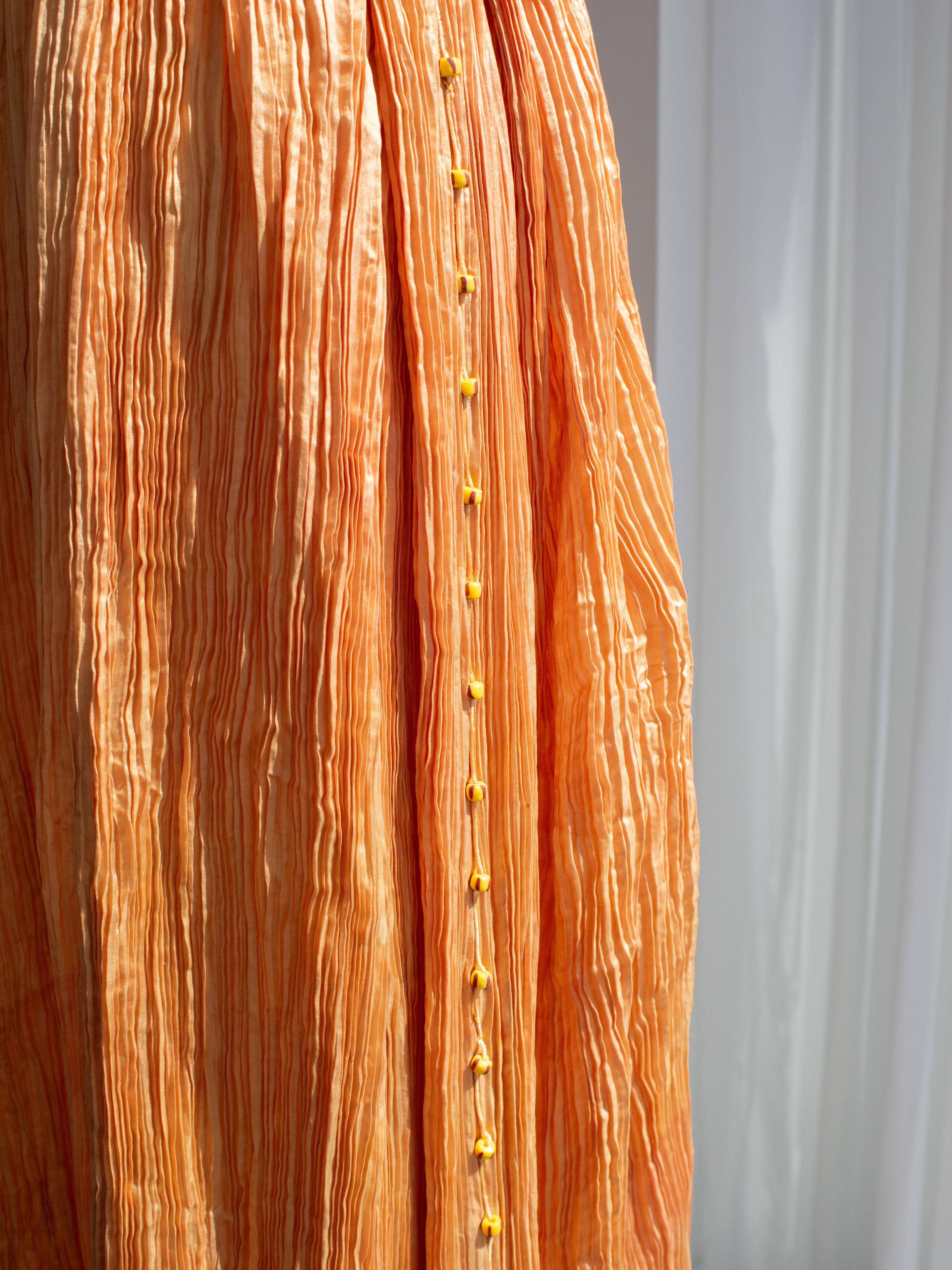 Museum 1920s Mariano Fortuny Delphos Amber Gold Pleated Silk Murano Gown For Sale 9