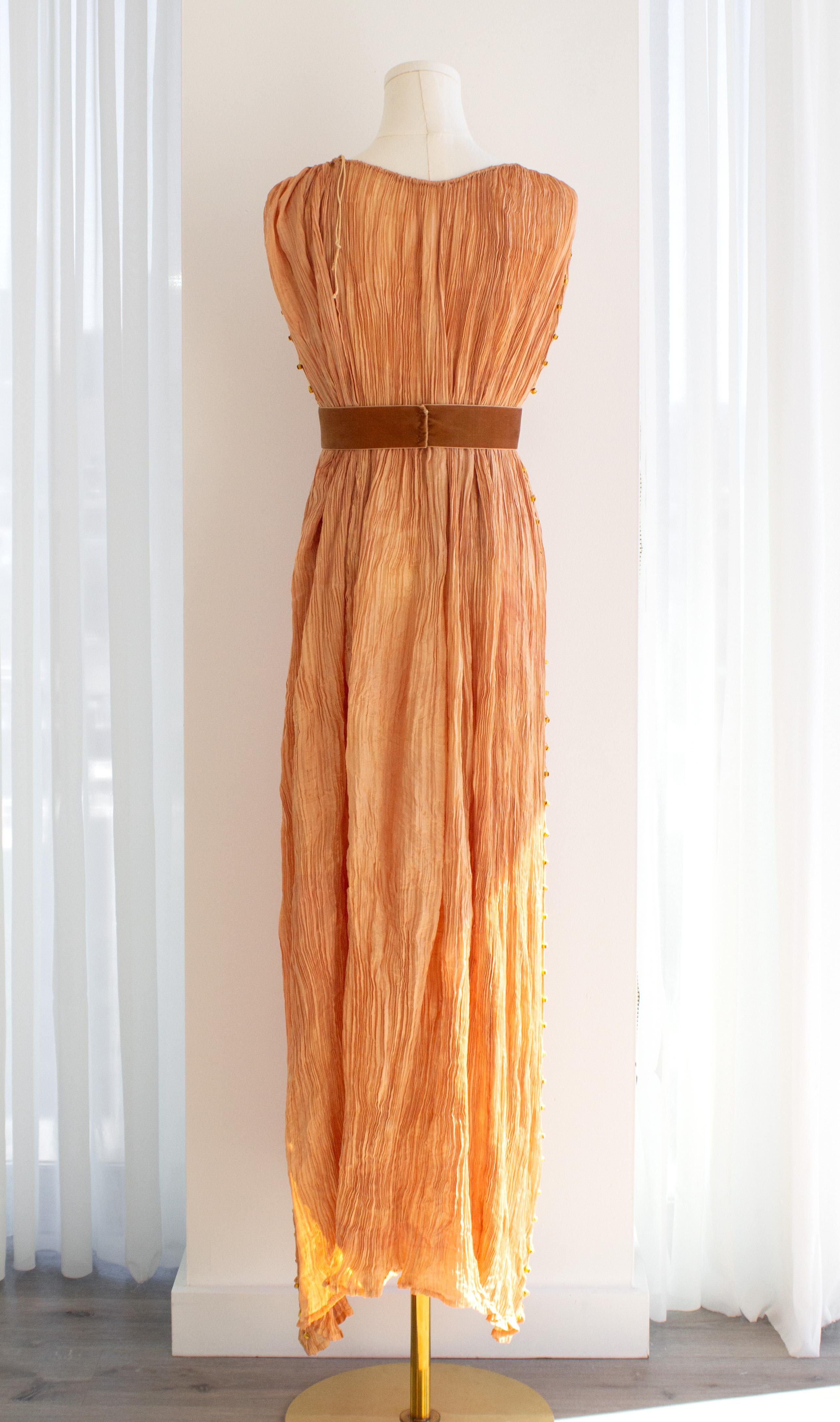 Museum 1920s Mariano Fortuny Delphos Amber Gold Pleated Silk Murano Gown For Sale 4