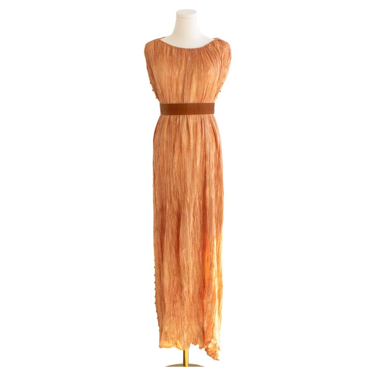 Museum 1920s Mariano Fortuny Delphos Amber Gold Pleated Silk Murano Gown