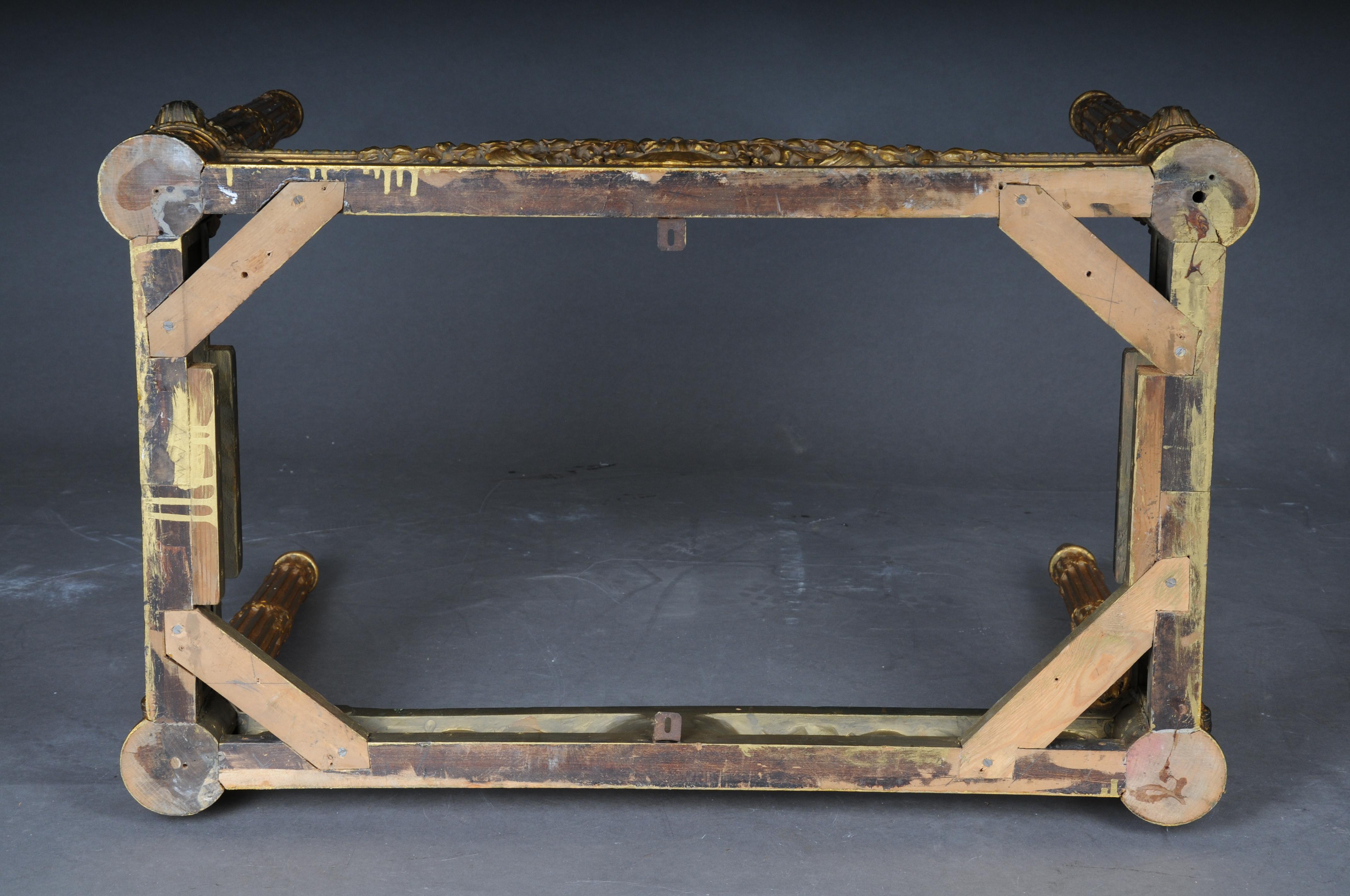 Museum antique coffee table/console table gilded with marble around 1860, Paris For Sale 12