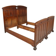 Antique Art Nouveau Pair of Beds, by Vincenzo Cadorin Venezia, Hand-carved Walnut