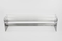 Museum Bench in Stainless Steel and Glass by Christopher Kreiling