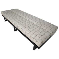 "Museum" Bench Made by a Dutch Manufacture in Faux Leather and Black Steel