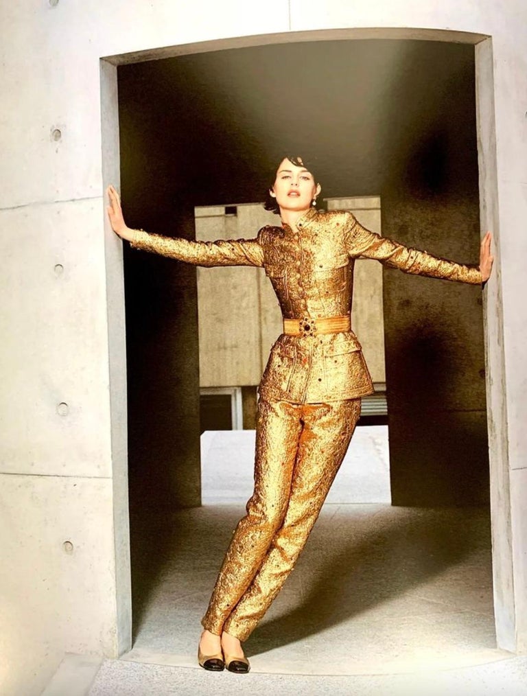 Museum Chanel Vintage F/W 1996 Gold Brocade Mughal Jeweled Gripoix