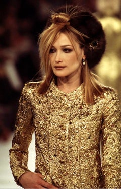 Museum Chanel Vintage F/W 1996 Gold Brocade Mughal Jeweled Gripoix Jacket 96A