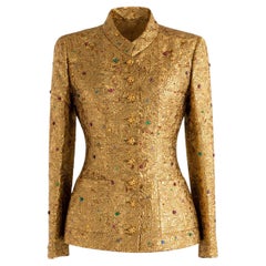 Museum Chanel Vintage F/W 1996 Gold Brocade Mughal Jeweled Gripoix Jacket 96A