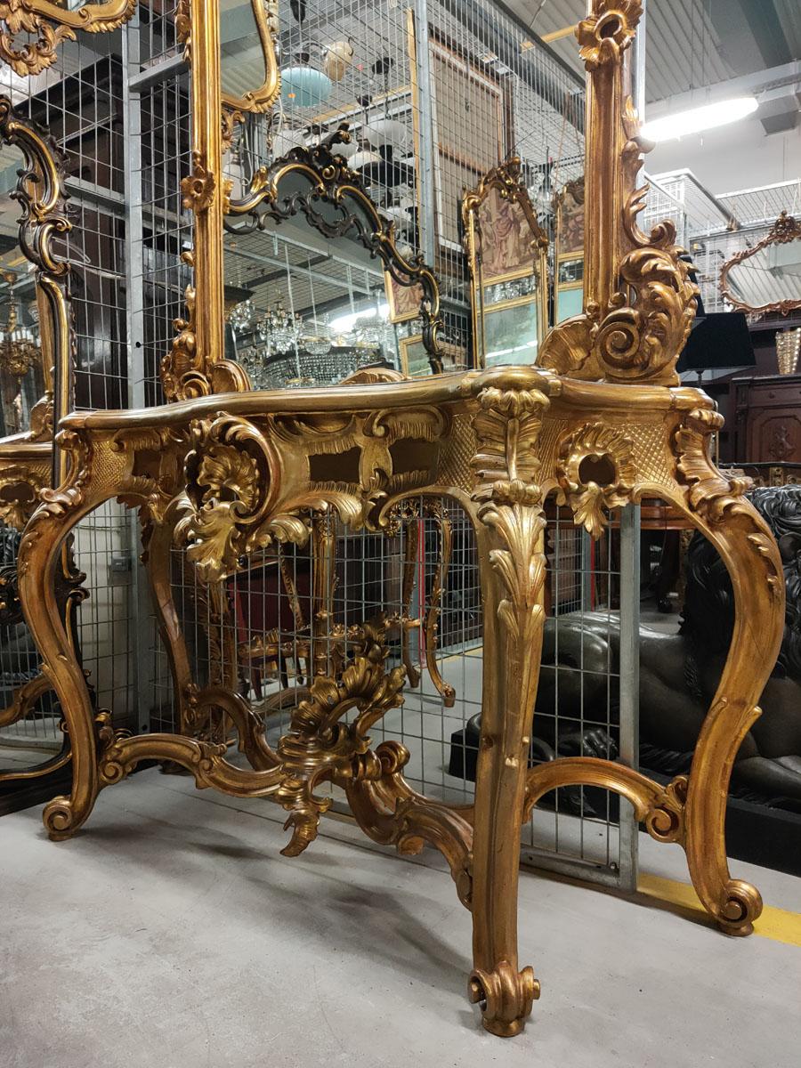 Museum-Class Palace Antique Console with Mirror, Rokoko, circa 1750-1760 5