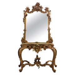 Museum-Class Palace Antique Console with Mirror, Rokoko, circa 1750-1760