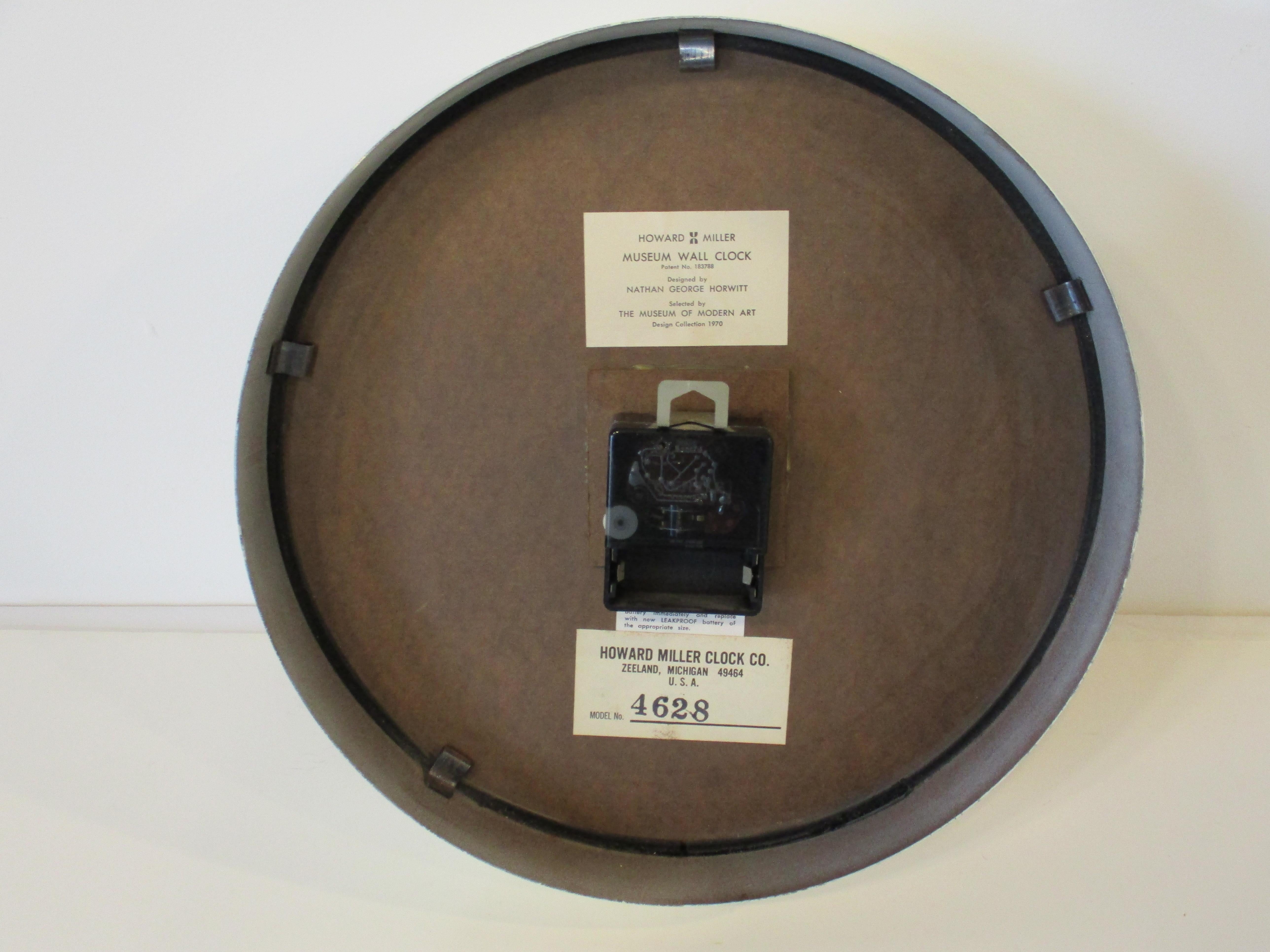 Modern Museum Clock by Horwitt for Howard Miller