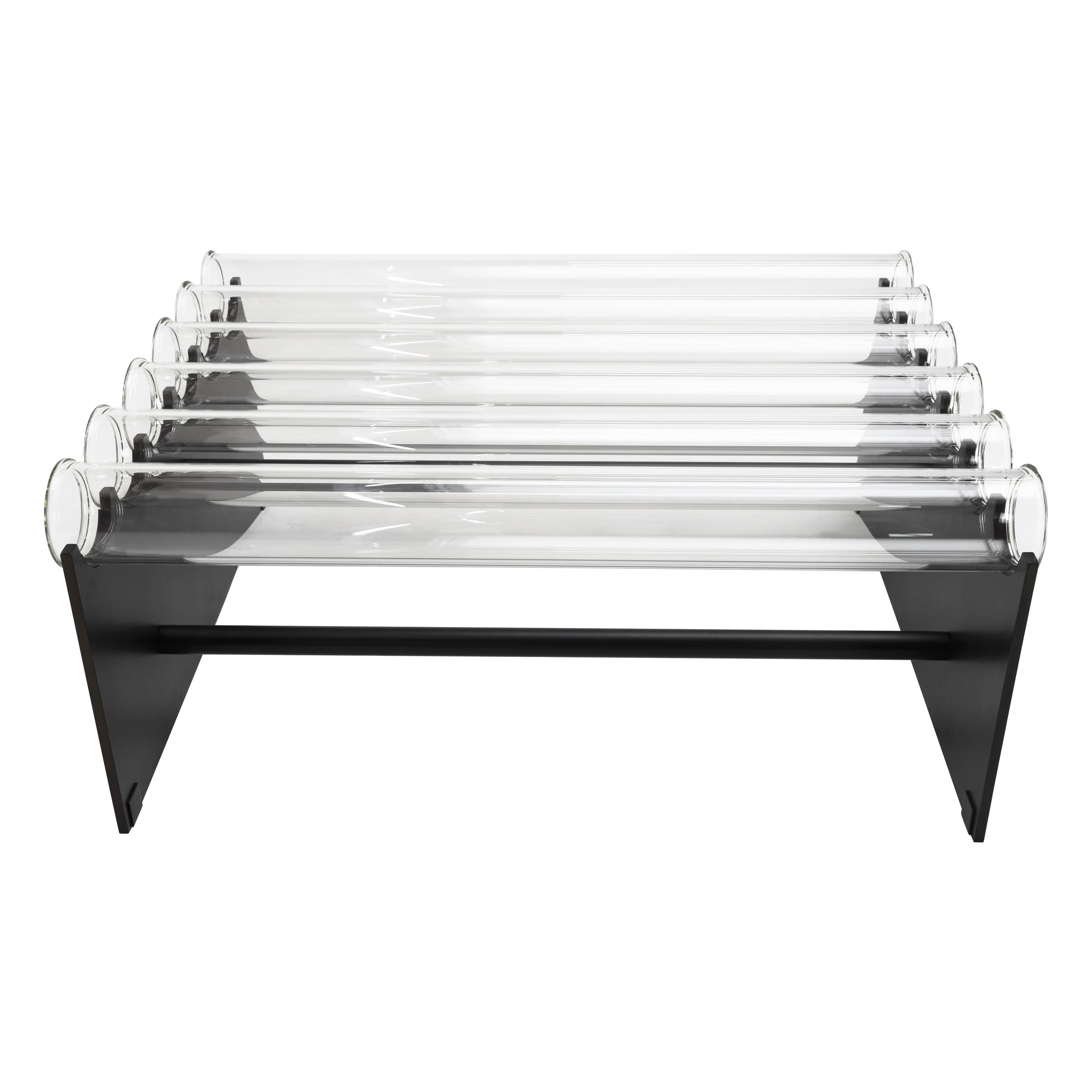 Museum Coffee Table in Steel and Glass, One-of-a-kind by Christopher Kreiling For Sale