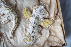 Set di 10 ornamenti per l'albero di Natale di lusso Museum Collectional in lino irlandese vintage