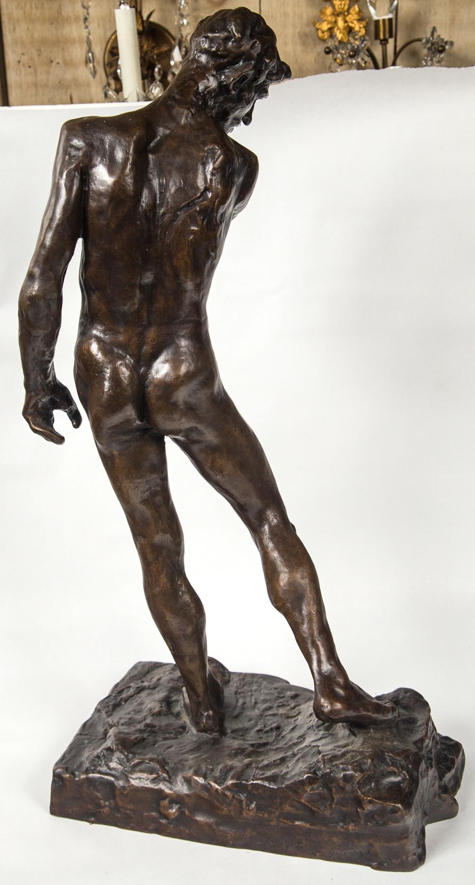 Bronze Museum Copy of a Rodin Sculpture of a Male