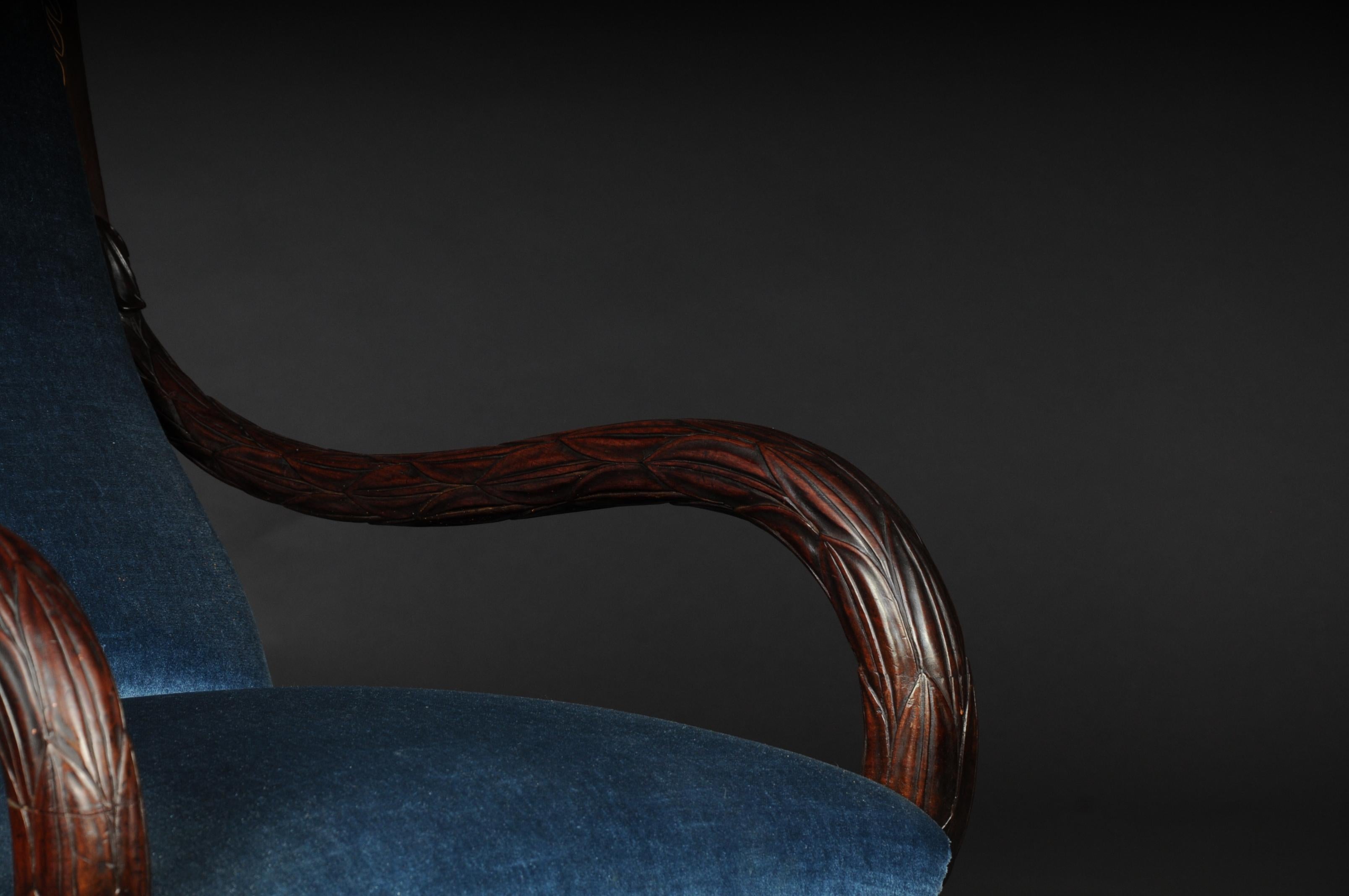 Museum Court Empire Armchair circa 1830, Mahogany In Fair Condition In Berlin, DE