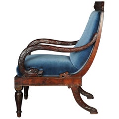 Fauteuil Empire de la cour du musée, circa 1830, acajou