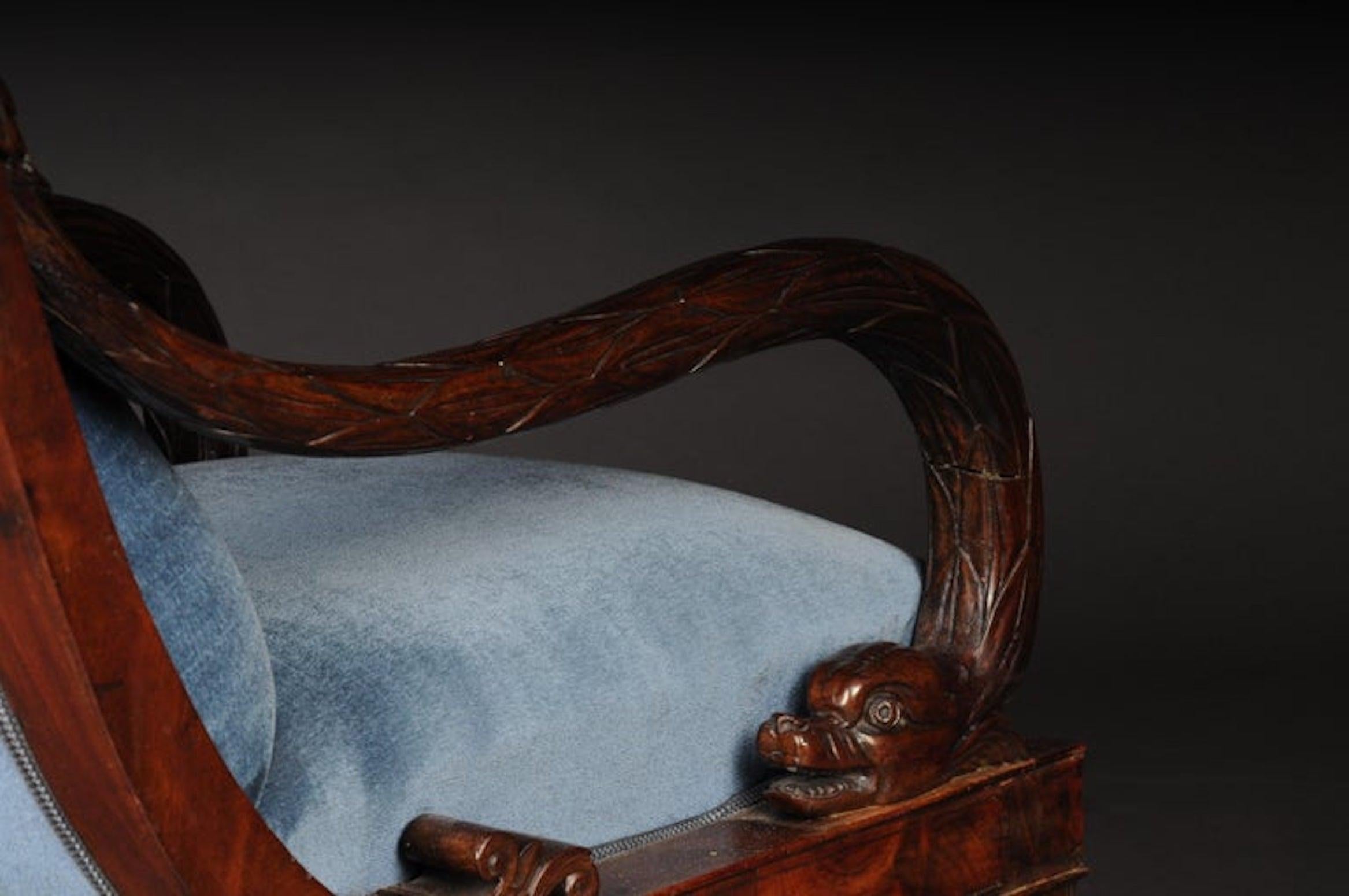 Museum Court Empire Armchair circa 1830, Mahogany For Sale 5