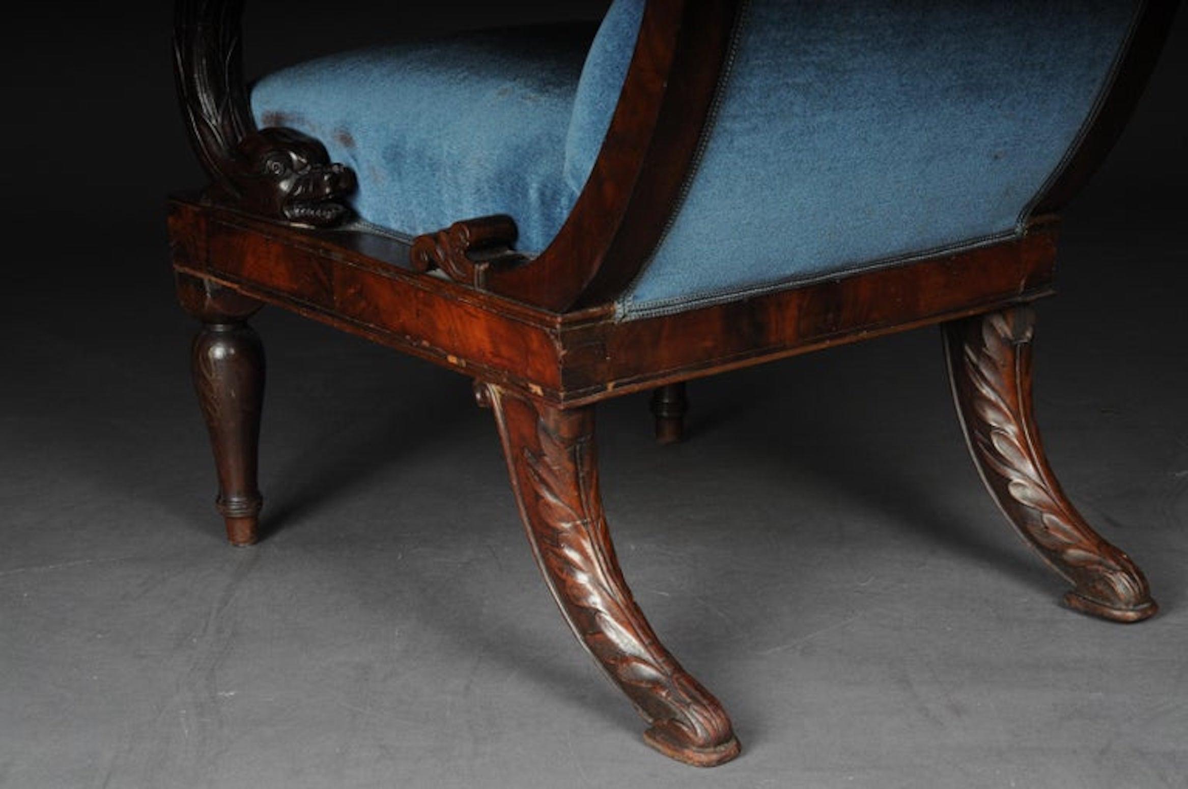 Museum Court Empire Armchair circa 1830, Mahogany For Sale 6