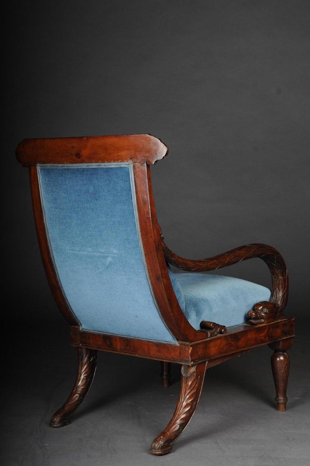 Museum Court Empire Armchair circa 1830, Mahogany For Sale 7