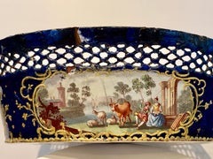Jardinière en porcelaine peinte à l'or bleu cobalt rare:: 18ème siècle