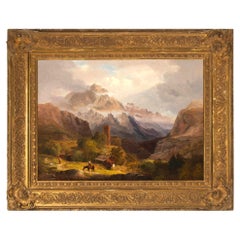 Museum Exhibited "An Alpine View, Switzerland" Oil Painting by Alvan Fisher
