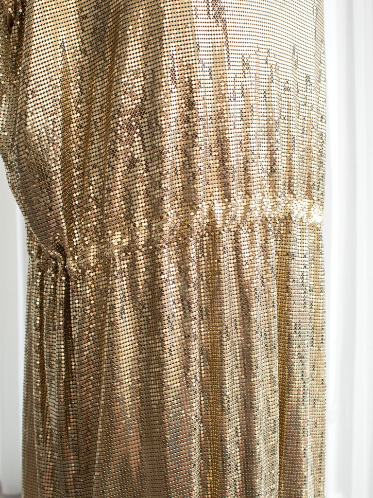 Museum Gianni Versace Couture 1994 Gold Metal Oroton Toga Mini Dress For  Sale at 1stDibs