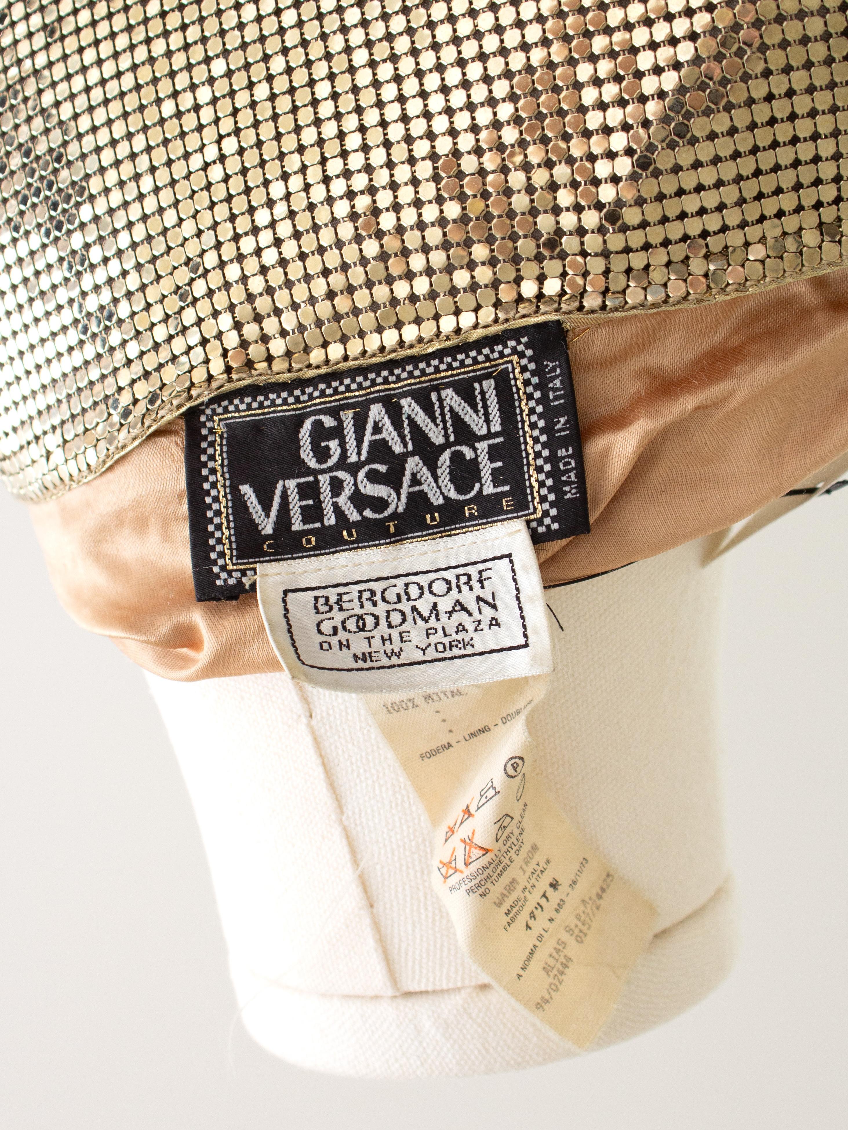 Museum Gianni Versace Couture 1994 Gold Metal Oroton Toga Mini Dress For Sale 10