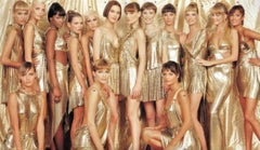 Museum Gianni Versace Couture 1994 Gold Metal Oroton Toga Mini Dress