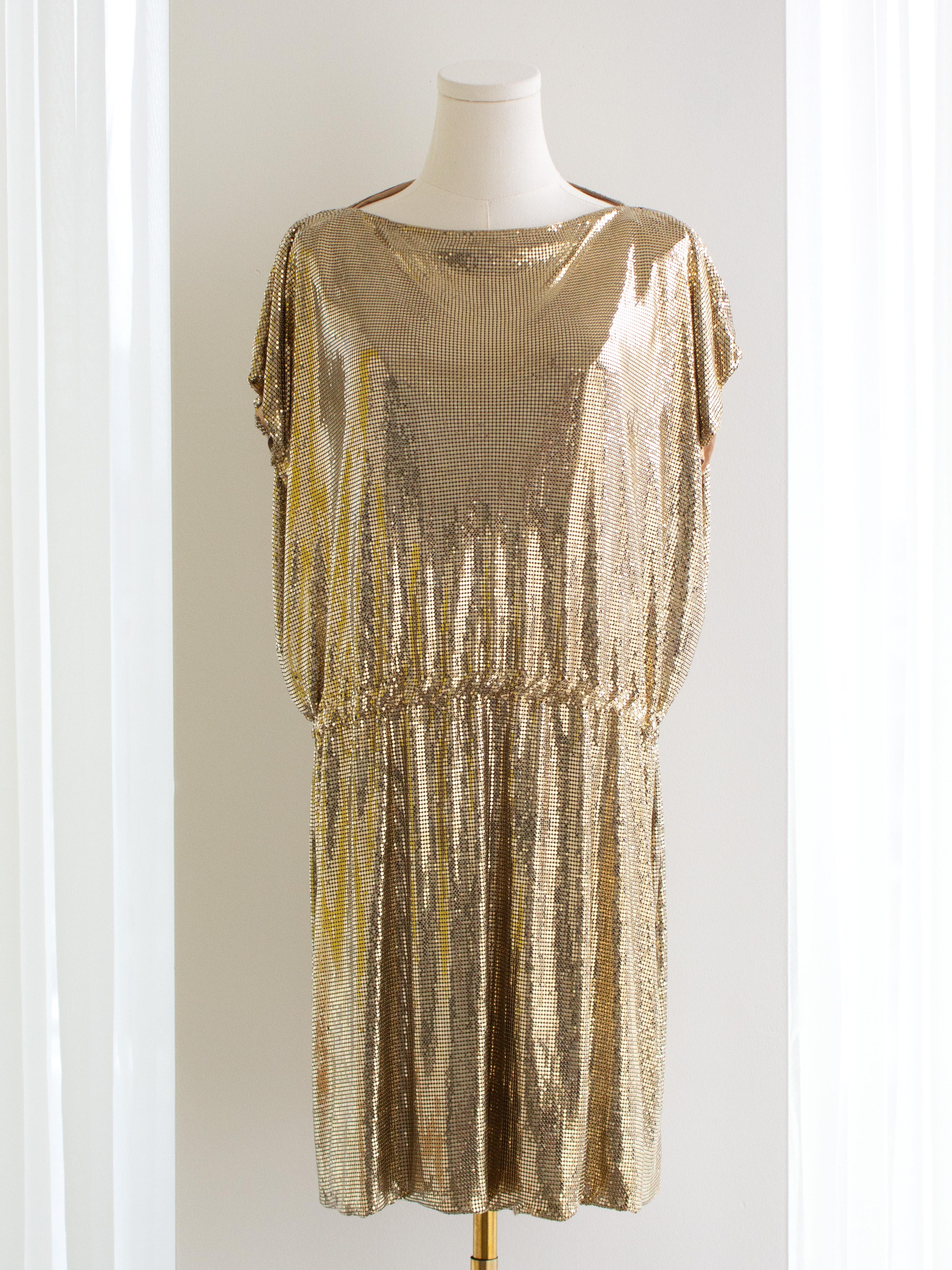 Museum Gianni Versace Couture 1994 Gold Metal Oroton Toga Mini Dress For Sale 2
