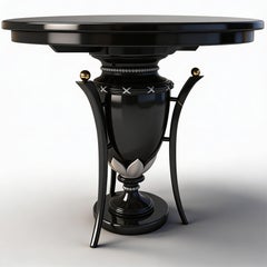 Museum-Grade Art Deco Central Table in Ebony & 24K Gold Leaf