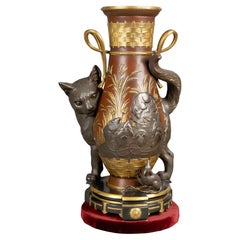 Vaso Museum Japonisme "Chat et Souris" - Christofle Orfèvres, Émile Reiber 1880