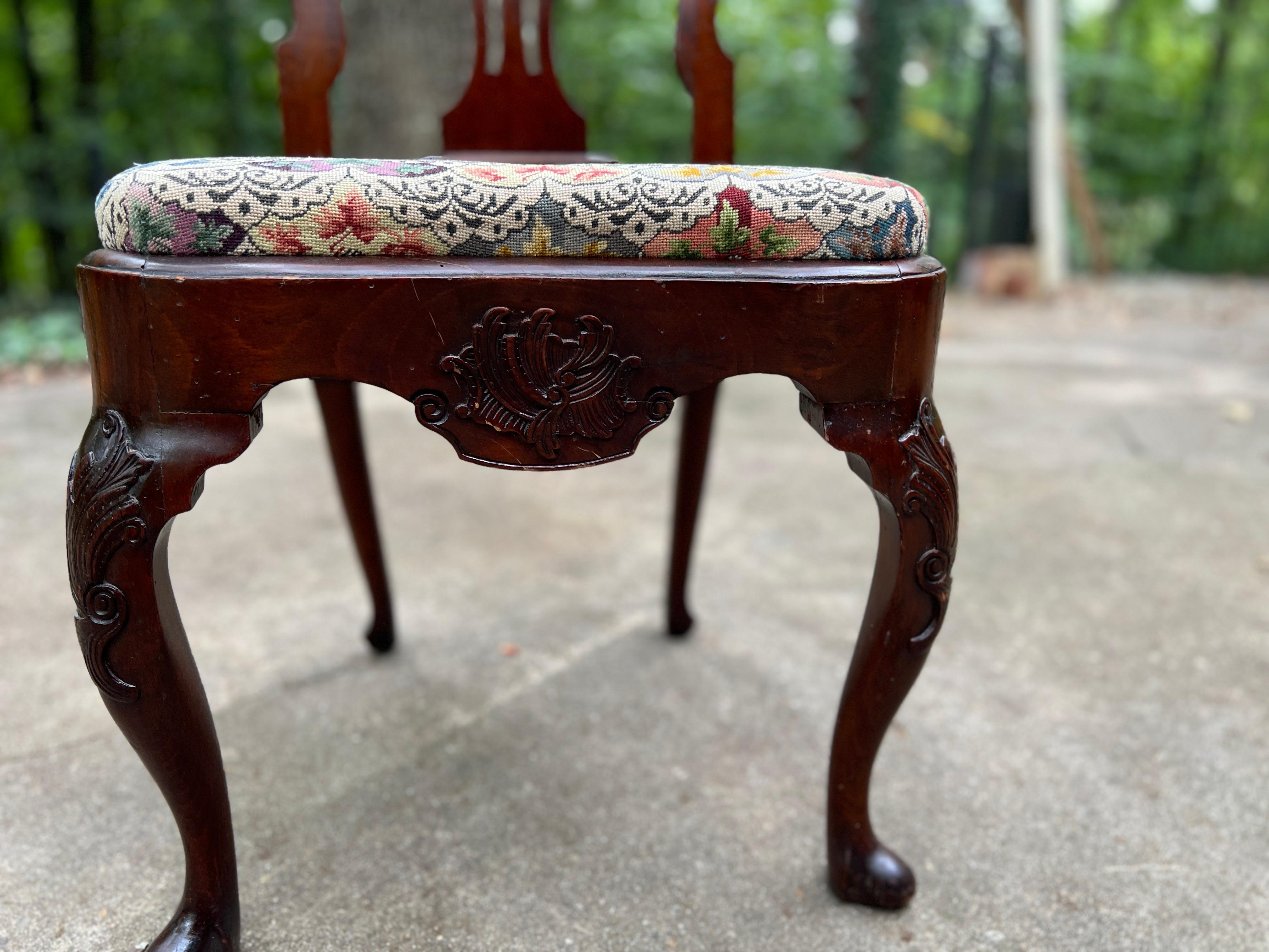 Fabric Museum of Fine Arts Provenance: 18th Century Dutch Carved Side Chair For Sale
