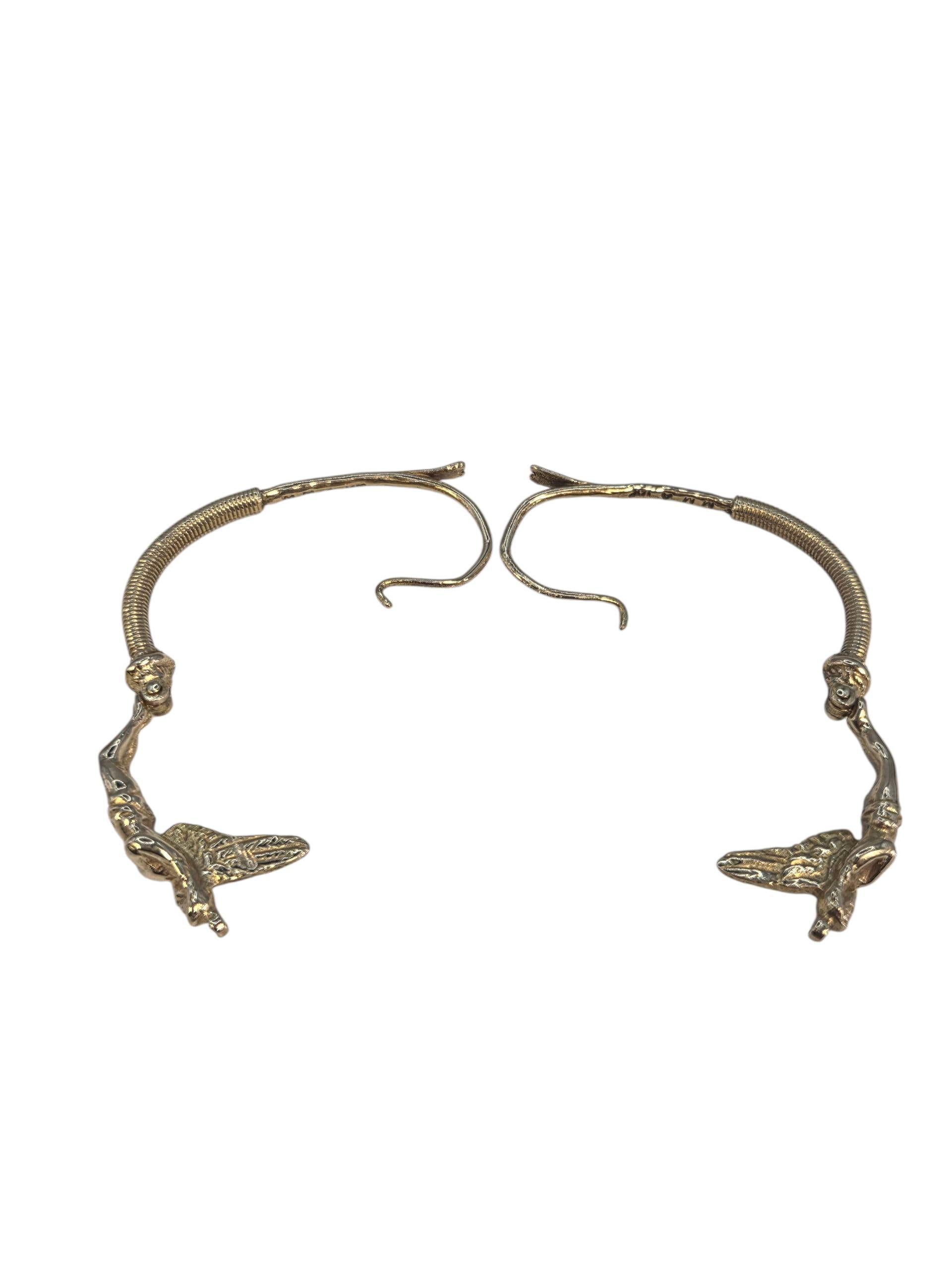 Contemporain Musée d'Art Moderne Boucles d'oreilles grecques en or jaune 14K Ange Fée #23828 en vente