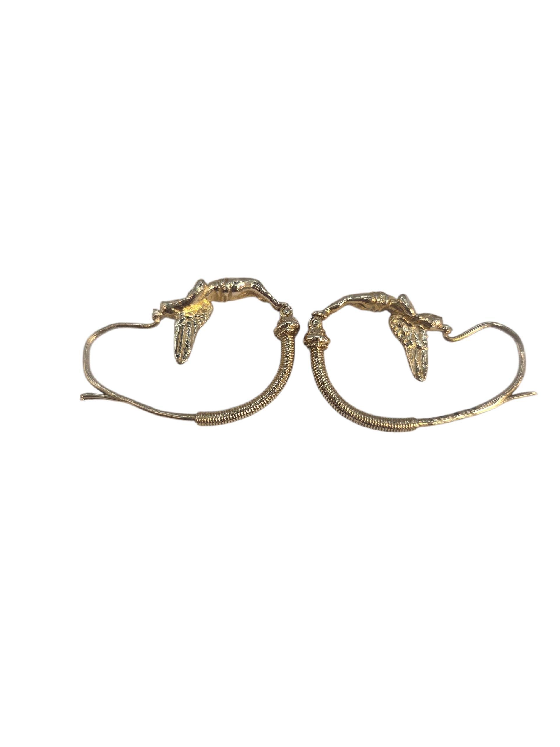 Musée d'Art Moderne Boucles d'oreilles grecques en or jaune 14K Ange Fée #23828 en vente 1