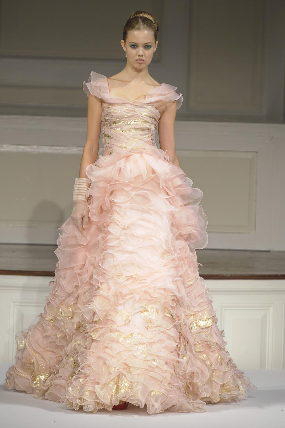Women's Oscar De La Renta Vogue Museum Runway S/S 2011 Silk Gold Leaf Painted Dress US 6 For Sale