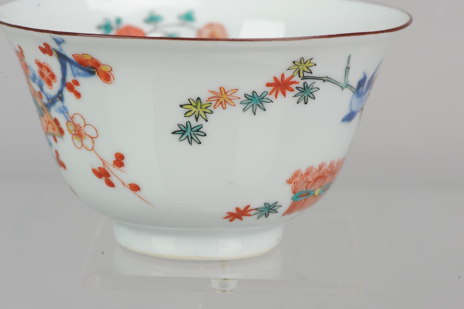 Museum Piece 18c Kangxi Chinese Porcelain Kakiemon Bowl Dragon Birds Flower For Sale 11